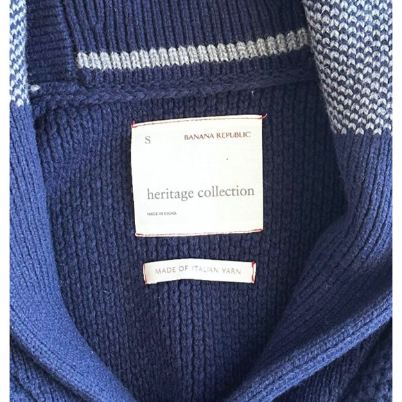 Banana Republic Mens Heritage Wool Blend Cardigan Small Preppy Fisherman Heavy - Picture 5 of 9